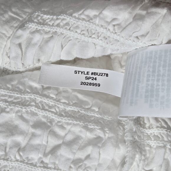 J. Crew Smocked button-up shirt‎ in cotton-blend voile White XL BU278 - Picture 6 of 8